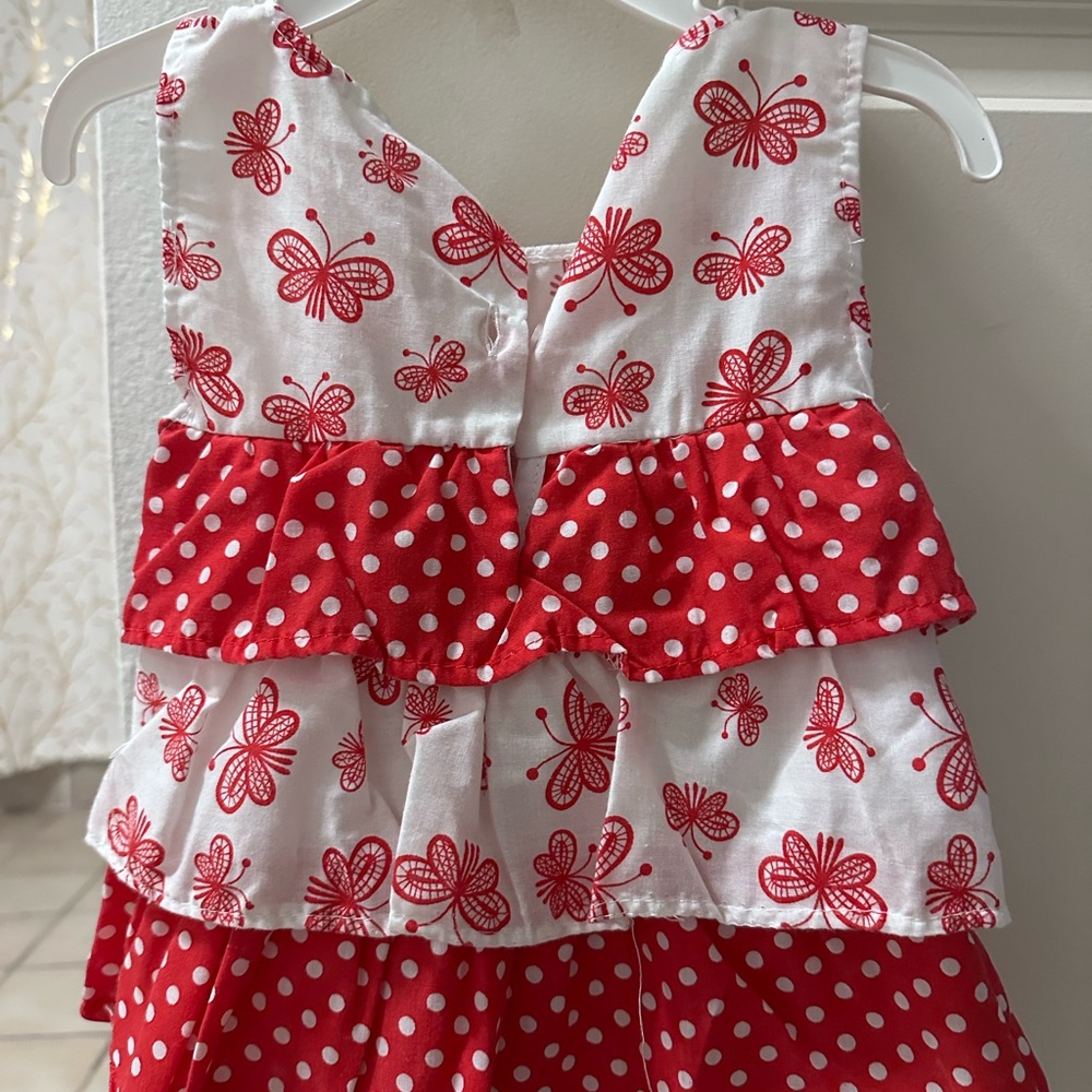 Red & White Butterfly Tiered Sundress